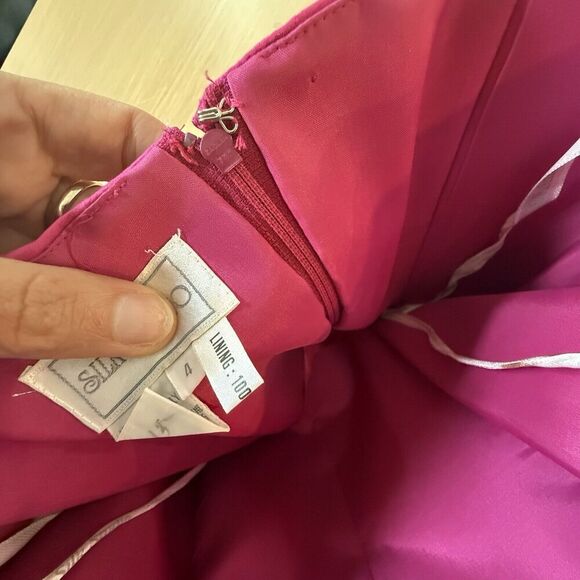 Y2K Silk Studio Hot Pink 100% Silk Strapless Prom Homecoming Dress Size 4 166 - Picture 10 of 14